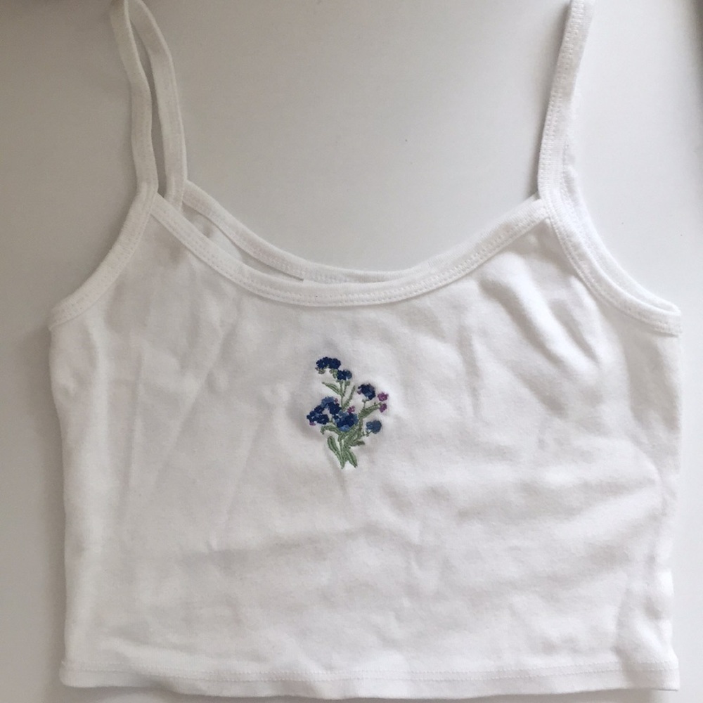 Brandy Melvile White Embroidered Tank Top